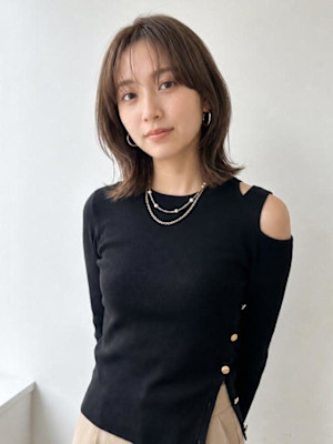外ハネボブ 顔周りレイヤー シースルーバング アッシュ 美髪