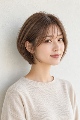 艶マロンベージュ×コンパクトボブ