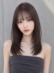 透明感カラーくびれヘアハイレイヤー韓国風パーマワンホンヘア◎