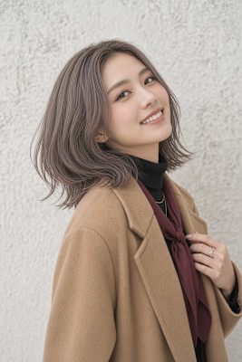 大人可愛い♪くすみベージュ×外ハネロブ