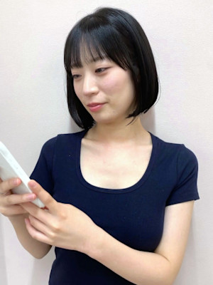 黒髪 前髪カット ショートボブ 髪質改善トリートメント 艶髪