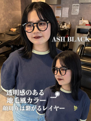 《鈴木茉奈》アッシュブラック/レイヤーカット/大宮