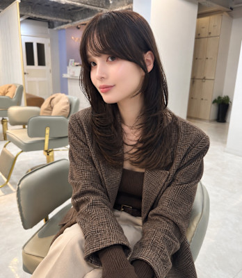 大人ハッシュレイヤーカットマロンベージュ