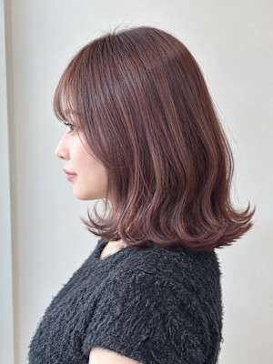 艶感たっぷり♪大人可愛いピンクブラウンミディアム
