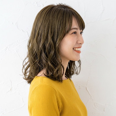 髪質改善・白髪染め対応/大人艶ウェーブミディ