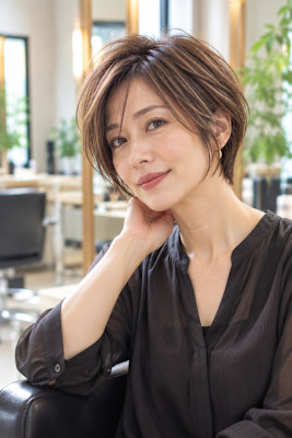 大人ショート×柔らかパーマで小顔見え30代40代