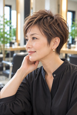 白髪染め×似合わせショート大人艶髪カット30代40代50代