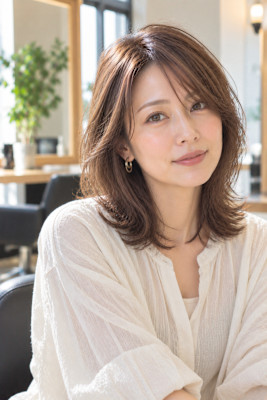 大人女性の艶やかコテ巻き風パーマ