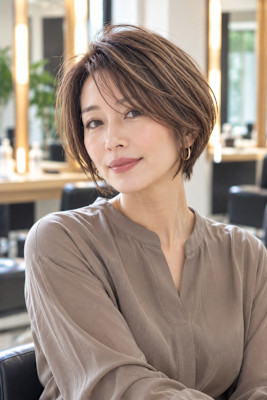 大人女性の柔らかボブパーマスタイル
