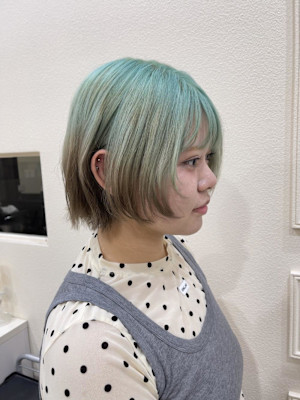 ミントグリーン×デザインボブ
