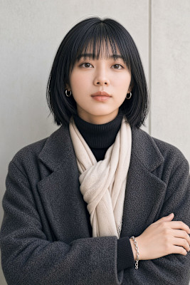 透け前髪×暗髪ボブで魅せる大人の上質ストレート