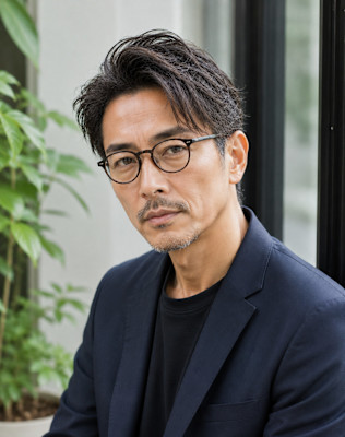 大人の無造作センターパートパーマ