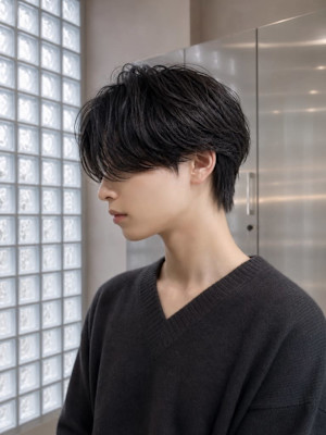 黒髪マッシュニュアンスパーマ