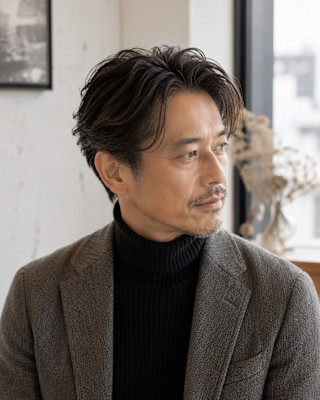 品よく決まる大人のセンターパートパーマ