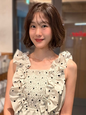 大人ボブ ナチュラルブラウン 髪質改善トリートメント 30代