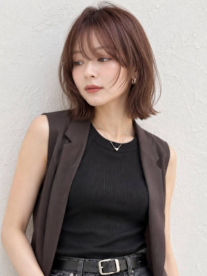 ボブレイヤー 顔周りカット 20代 透明感カラー 髪質改善