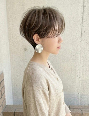 大人可愛い丸みショートボブ×ベージュカラー