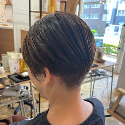 刈り上げショート/マッシュショート/オリーブブラウン