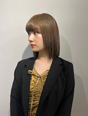 ストレートヘアー/ハイトーン/髪質改善/ボブ/切りっぱなし