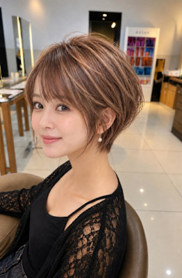 くびれショート×自然に馴染む白髪ぼかしハイライト