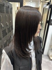 ワンレンボブ前下がりショート内巻きワンカール鎖骨ミディアム