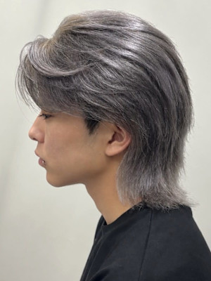 ロングウルフ シルバーカラー ハイトーン ブリーチ【博多】