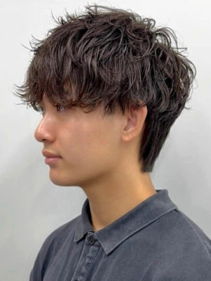 ニュアンスパーマ フェザーパーマ マッシュ 20代【博多】