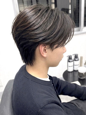 【直毛改善】ナチュラル毛流れパーマ黒髪センターパート
