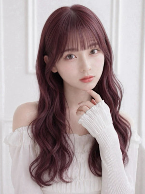 ラベンダーカラー透明感カラーアッシュグレーロングヘア内巻き◎