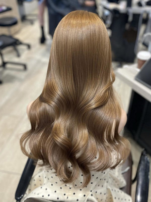 チョコレート 韓国くびれヘア顔周りカットチョコレートブラウン