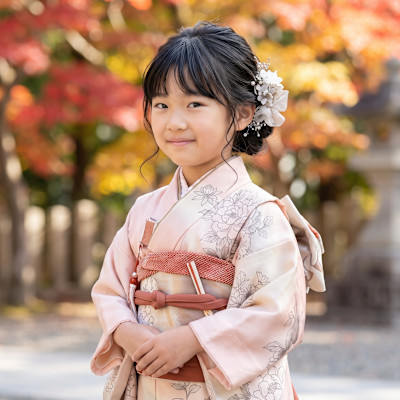 【七五三】7歳キッズ着物☆今どきルーズシニヨン