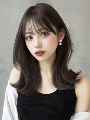 ワンホンヘア韓国レイヤーグレージュくびれ巻き姫カット内巻き☆