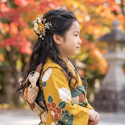 【七五三】7歳着物に♪上品ハーフアップ＆波ウェーブ