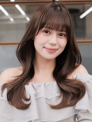 韓国ヘアロングくびレイヤーイメチェン似合わせ秋冬カラー