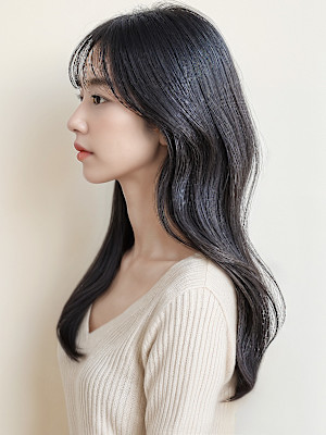 韓国風レイヤーロングウルフクラゲヘアーp3耐熱トリートメント