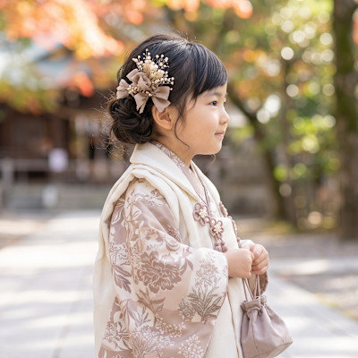 【七五三】3歳♪今っぽルーズシニヨン＆くすみ系被布