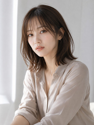 池袋 シアーバング レイヤーカット ハッシュミディ 大人ミデ