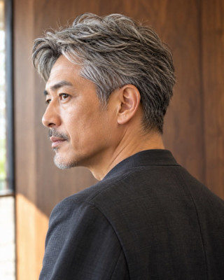 白髪を活かす上品なサイドパート