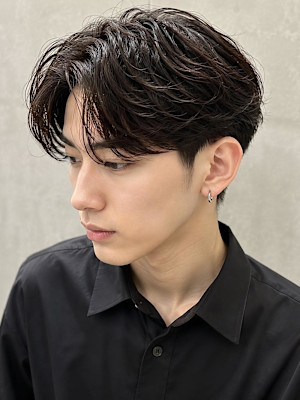銀座メンズヘアダウンバングスペインカールツイストスパイラル