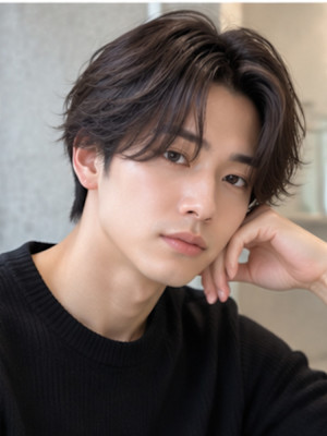 池袋 メンズカット センターパート 毛流れ ナチュラル