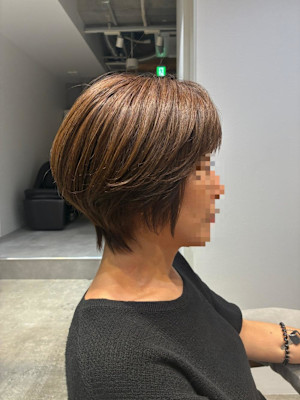 ◇大人40代50代60代ショートボブ丸みショート白髪ぼかし