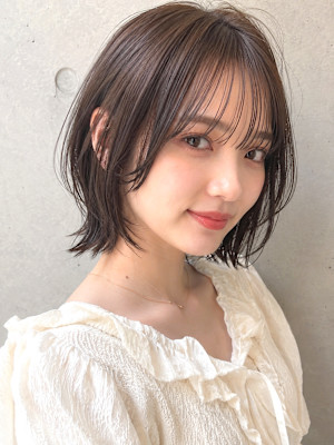 シースルーバング×ココアブラウンボブ