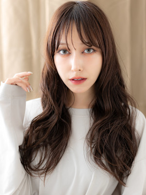 グレージュブラウンウェーブパーマエアリーロング20代30代