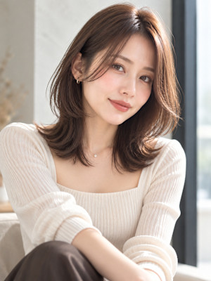 30代大人女性｜マロンブラウン×くびれ外ハネ艶髪