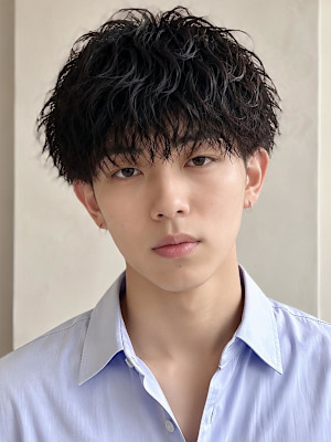銀座メンズヘアダウンバングスペインカールツイストスパイラル