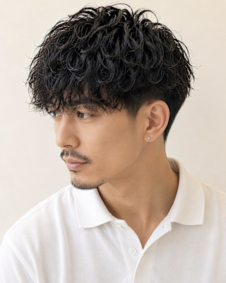 銀座メンズヘアダウンバングスペインカールツイストスパイラル