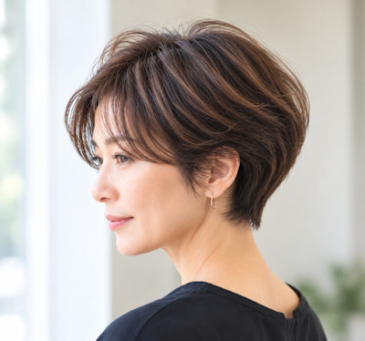 襟足すっきり 大人の丸みショート