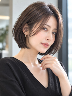 40代大人女性｜髪質改善カラー×暗髪艶グラボブ