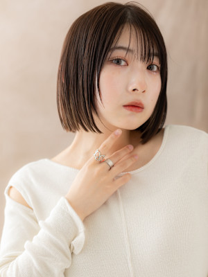 艶髪酸熱トリートメントハッシュカット前下がりボブ20代30代
