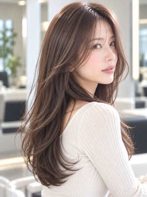 韓国風くびれロング×顔まわりレイヤー艶髪
